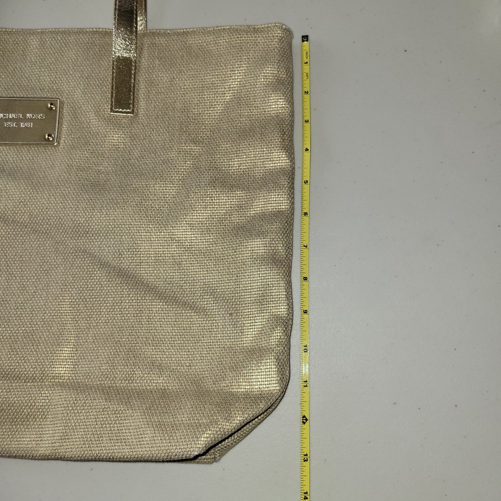 Michael Kors Gold‎ Metallic Woven Cotton Tote Bag - Picture 6 of 9